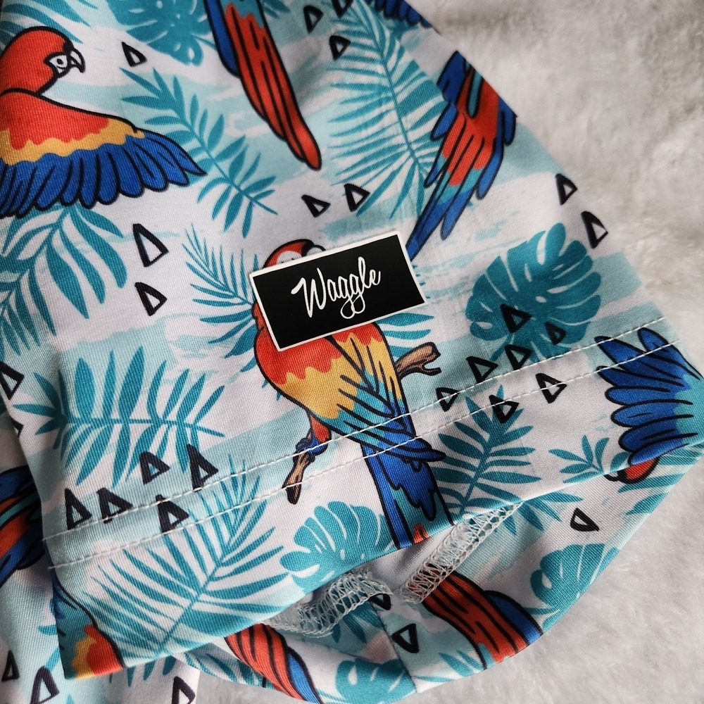 Waggle Golf Polo Shirt Tropical Parrot Macaws & Palm Tree Men's Large Looks NEW - Picture 4 of 7
